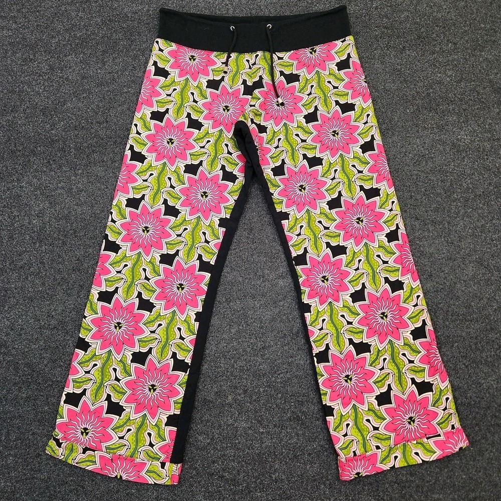 Nilla Shields Y2K Pink Floral Pull On Pants Women's Size 4 Boho Chic Psychedelic